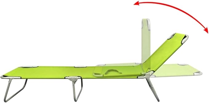 Sun Lounger Apple Green Polyester One Size Foldable Sun Lounger Outdoor Daybed Outdoor Recliner for Poolside Yard