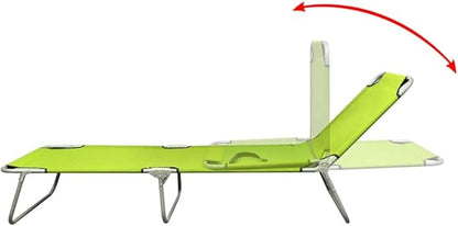 Folding Sun Lounger Green Adjustable Outdoor Chaise 74.4"x22.8"x10.6" Polyester Steel Frame Lightweight Beach Lounger for Garden Patio Poolside and Balcony