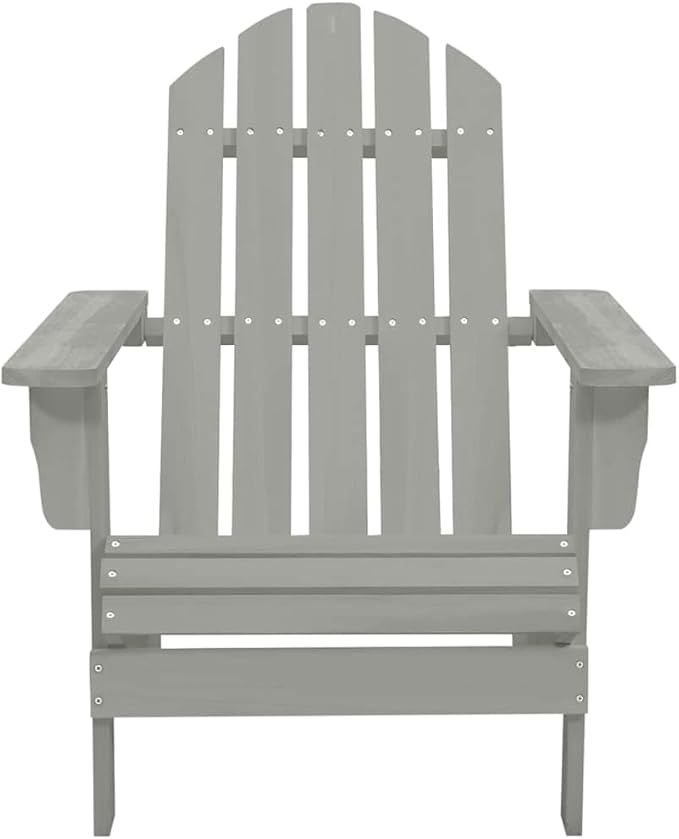 Grey Solid Fir Wood Large Ergonomic Garden Chair and Table Combo with Smooth Matte Finish for Outdoor Relaxation Patio - Photo 6
