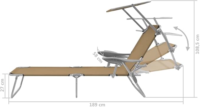 Folding Sun Lounger, Outdoor All-Weather Patio Chaise Lounge Chair, Outdoor Recliner Lounge Chair Sun Loungers - Photo 2