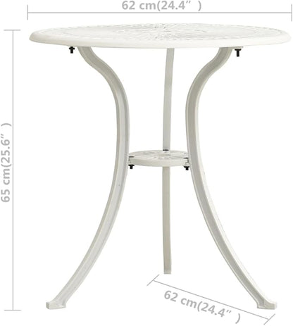 vidaXL Garden Table White Cast Aluminum Medium Durable Garden Table