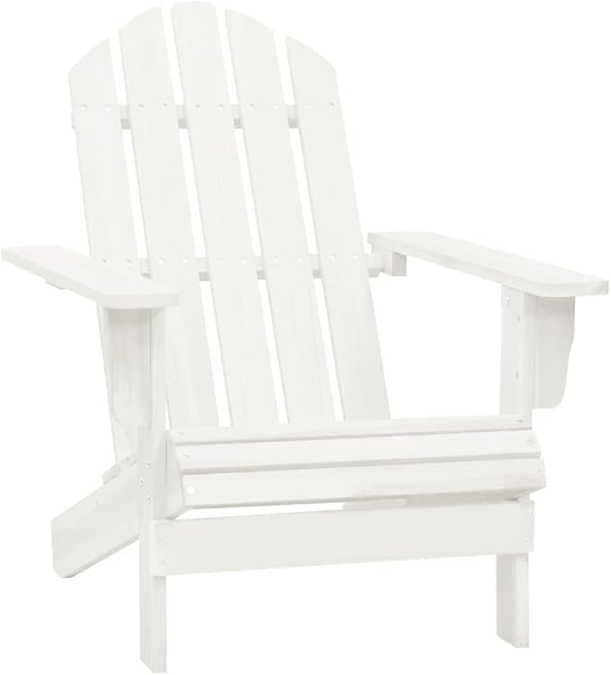 Patio Adirondack Chair with Table Solid Fir Wood White Garden Furniture - Photo 5