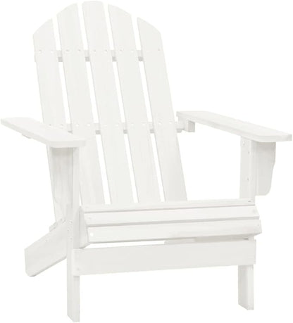 White Solid Fir Wood Large Detachable Garden Chair Set with Ottoman and Table for Outdoor Patio Relaxation