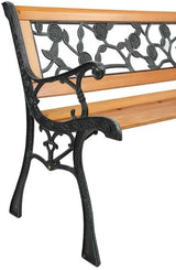 49" Outdoor Garden Bench, Patio Furniture Outdoor Chair with Hardwood Slats and Cast Iron Frame - Photo 7