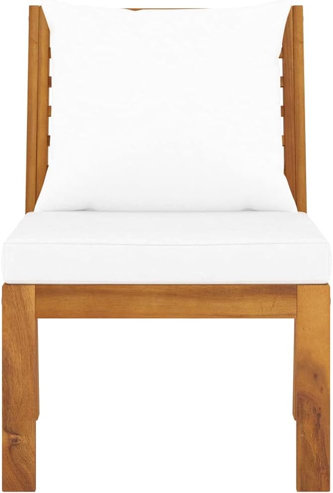 3-Piece Outdoor Sectional Sofa Set with Cream Cushions Solid Acacia Wood Patio Furniture for Garden Backyard Lounge - Photo 9