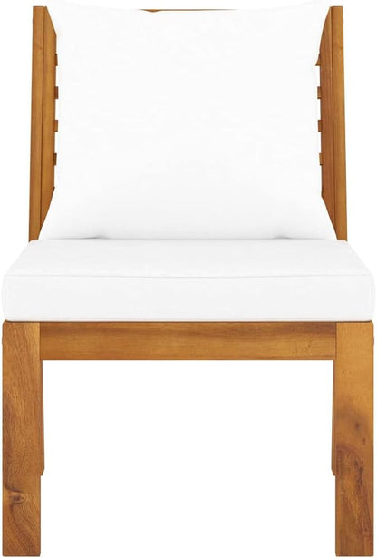 Sectional Middle Sofa with Cream Cushion,Outdoor Sectional Sofa,Patio Couch,Outdoor Furniture,Perfect for The Front Porch, Backyard, Patio or Balcony,Solid Acacia Wood