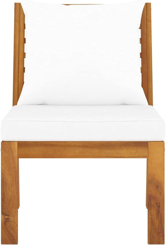Sectional Middle Sofa with Cream Cushion,Outdoor Sectional Sofa,Patio Couch,Outdoor Furniture,Perfect for The Front Porch, Backyard, Patio or Balcony,Solid Acacia Wood