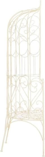 vidaXL Garden Bench Antique White Wrought Iron Medium Decorative Inlays - Photo 6