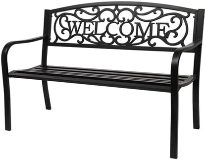 50" Outdoor Garden Bench, Outdoor Park Bench Chair Patio Park Bench, Outdoor Benches Front Porch Outdoor Furniture, Front Porch Bench, Patio Seating Sturdy bench Easy to install 50"L x 24"W x 33.07"H