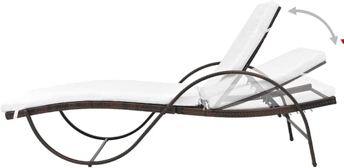 Sun Lounger Set of 3, Brown Outdoor Chaise Lounge Chairs with Cushions and Side Table - Photo 5
