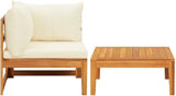 2 Piece Patio Lounge Set with Cream White Cushions Acacia Wood Outdoor Chairs Furniture Outdoor Patio Furniture Set - Photo 2