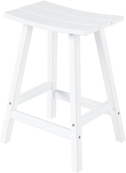 Costaelm 24" Height Outdoor Bar Stools, All-Weather Bar Stools, Adirondack Poly Patio Bar Stool for Patio, Deck, Kitchen Counter and Garden, White