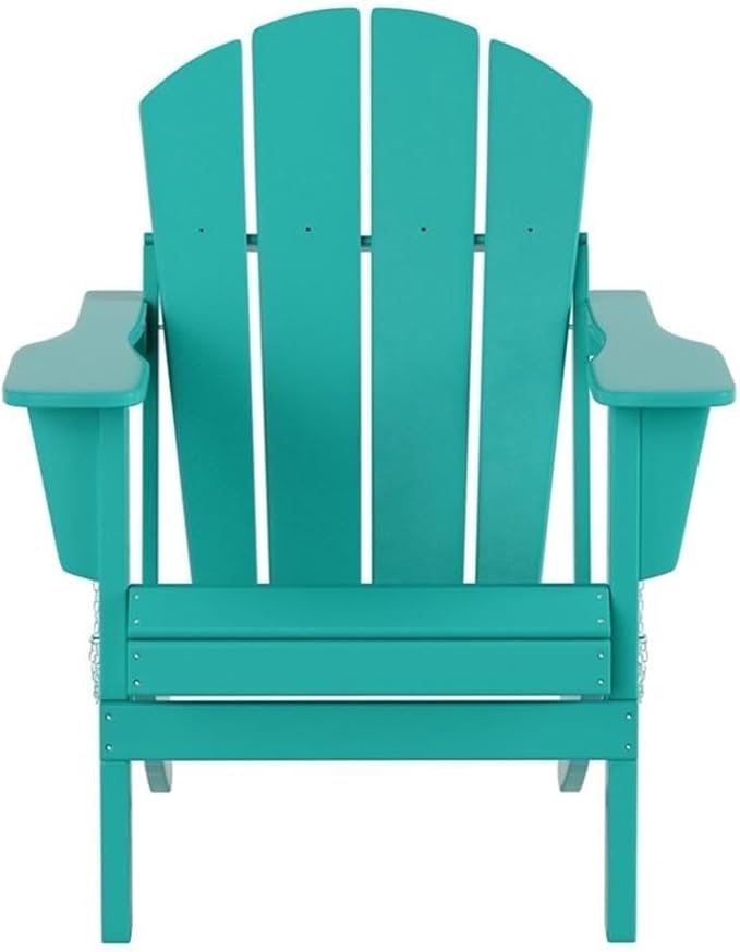 Costaelm Outdoor Folding Chair, Outdoor Seating Folding Firepit Chairs, All Weather Poly Adirondack Chair for Deck Backyard Garden Lawn Pool Patio, Turquoise