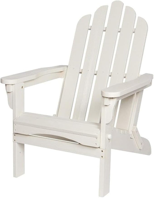 Pemberly Row Folding Adirondack Chair, Cedar Wood, White Finish, 37" H x 28" W x 29.5" D, Kiln-Dried Moisture-Resistant Material, Ergonomic Design, Outdoor Patio or Porch Seating