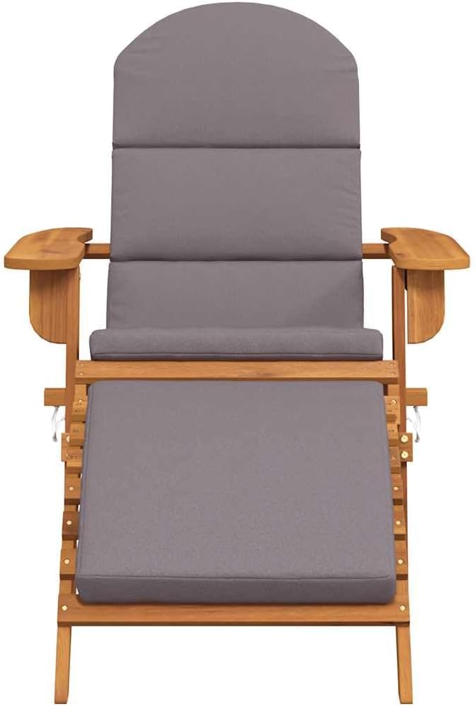 Solid Acacia Wood Adirondack Chair with Removable Cushions and Foldable Design for Outdoor Patio and Garden Comfort, Includes Matching Footrest for Relaxation