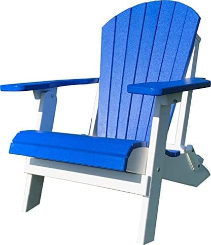 DuraWeather Poly® Classic King Size Folding Adirondack Chair (Pool Blue on White)
