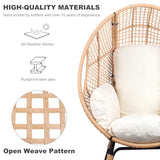 2 pcs Oversized Wicker Egg Chair Outdoor Indoor - Rattan Patio Egg Lounge Chairs with Cushion 500lbs Capacity for Living Room, Balcony, Backyard