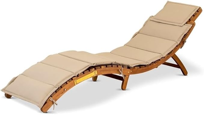 East West Furniture BHNU1NA Helena Patio Chaise Lounge - Outdoor Acacia Wood Sunlounger Chairs for Poolside, Deck, Lawn, 72x22x25 Inch, Natural Oil