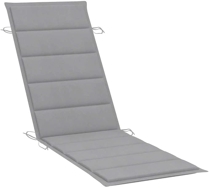 Foldable Sun Lounger Set of 2, Solid Acacia Wood Outdoor Chaise Lounge with Grey Cushions - Photo 7
