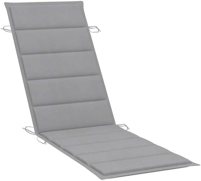 Sun Lounger Grey Solid Acacia Wood, Polyester Standard Foldable Chaise Lounge Poolside Chair for Balcony Outside
