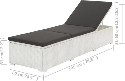 Sun Lounger Hammock Chair,Lounge Chair,Patio Lounge Chairs,Christopher Knight Outdoor Furniture,Outdoor Chaise Lounge,Outdoor Lounge Chairs Set of 2,with Cushion Poly Rattan White