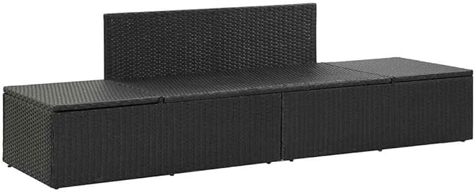 Adjustable Sun Lounger with Cushions, Black Poly Rattan Outdoor Chaise Lounge for Patio Garden Poolside - Photo 7
