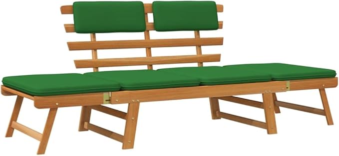 Patio Bench with Cushions,Park Wooden Bench,Garden Bench,Balcony Bench,Outdoor Furniture,Picnic Bench, for The Front Porch,Deck, Balcony or Backyard,2-in-1 74.8" Solid Acacia Wood