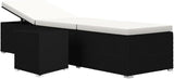 Black Rattan Sun Lounger with Cream White Cushion, Adjustable Outdoor Chaise Lounge Chair, Powder-Coated Steel Frame - Photo 2