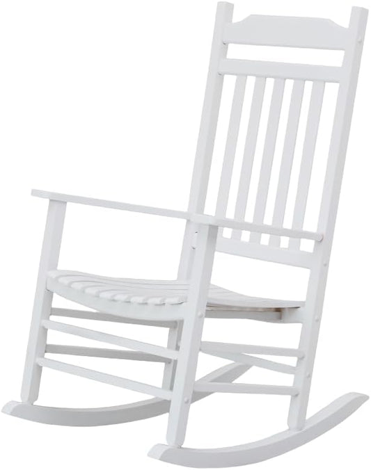 Wooden Porch Rocking Chairs Outside Outdoor Rockers for Adults Furniture for Living Room Patio Lounge Garden Indoor White