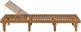 Folding Acacia Sun Lounger with Adjustable Backrest and Red Cushion 24 x 78.7 x 33.9 in for Patio Garden Lawn - Photo 3