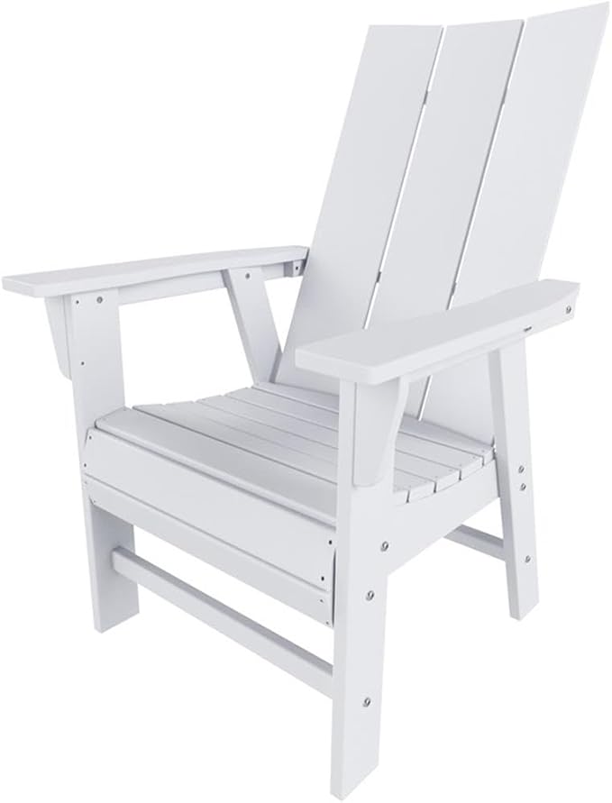 Costaelm Outdoor Adirondack Chair, HDPE Patio Balcony Chairs, Portside Seashell Nautical Curveback Adirondack Chair and Fire Pit Chairs, White