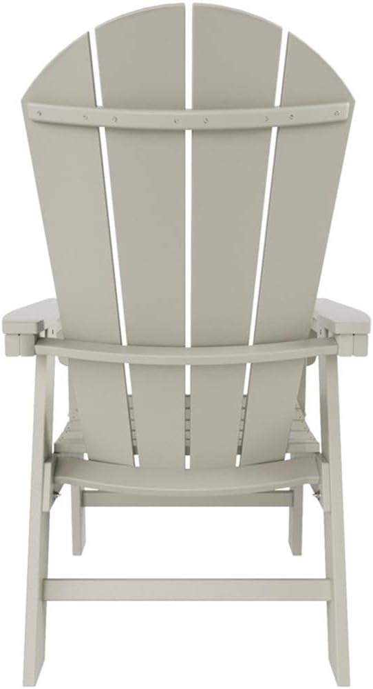 Costaelm Outdoor Adirondack Chair, HDPE Patio Balcony Chairs, Portside Seashell Nautical Curveback Adirondack Chairs and Fire Pit Chairs, Sand