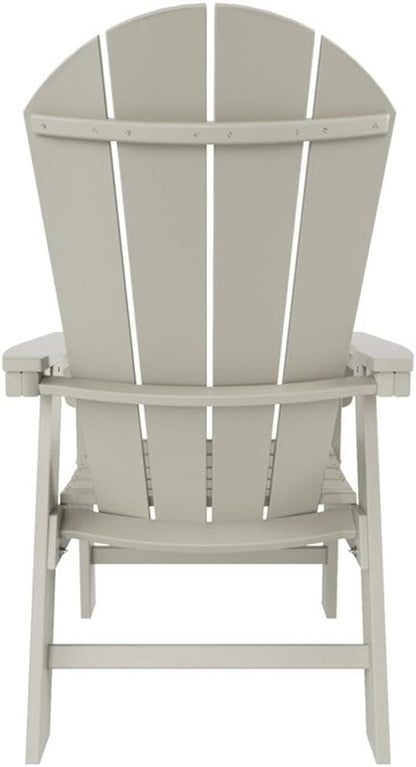 Costaelm Outdoor Adirondack Chair, HDPE Patio Balcony Chairs, Portside Seashell Nautical Curveback Adirondack Chairs and Fire Pit Chairs, Sand