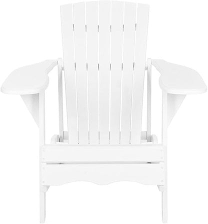 Pemberly Row Modern Acacia Adirondack Chair, White Finish, Slatted Back Design, Coastal-Inspired Outdoor Seating for Patio, Durable