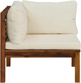 Cream White Corner Sofa with Solid Acacia Wood Frame and 100% Polyester Cushions, Modular Design for Indoor Outdoor Use - Photo 4
