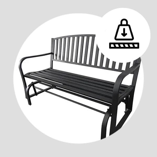 Four Seasons Courtyard Outdoor Patio Bench Glider Backyard Garden, Front Porch, or Walking Path Furniture Seat with Powder Coated Steel Frame, Black