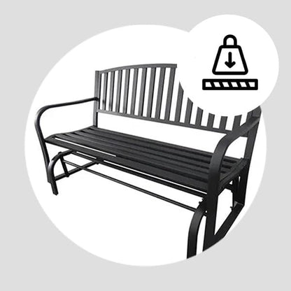 Four Seasons Courtyard Outdoor Patio Bench Glider Backyard Garden, Front Porch, or Walking Path Furniture Seat with Powder Coated Steel Frame, Black