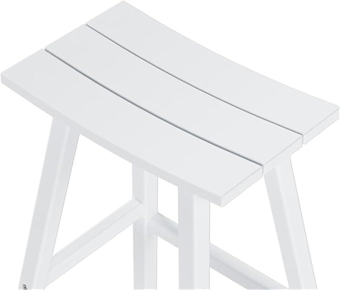 Costaelm All-Weather Outdoor Bar Stools, 29" Height Patio Stools & Bar Chairs, Adirondack Poly Patio Bar Stool for Patio, Deck, Kitchen Counter and Garden, White