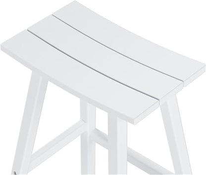 Costaelm All-Weather Outdoor Bar Stools, 29" Height Patio Stools & Bar Chairs, Adirondack Poly Patio Bar Stool for Patio, Deck, Kitchen Counter and Garden, White