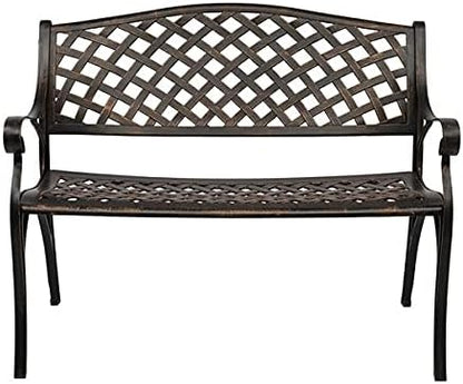 Garden Bench Outdoor Bench for Patio Metal Bench Park Bench with Armrests Sturdy Steel Frame Furniture Metal Bench for Yard Porch Clearance Work Entryway (Rose Gold-40.5 inches)