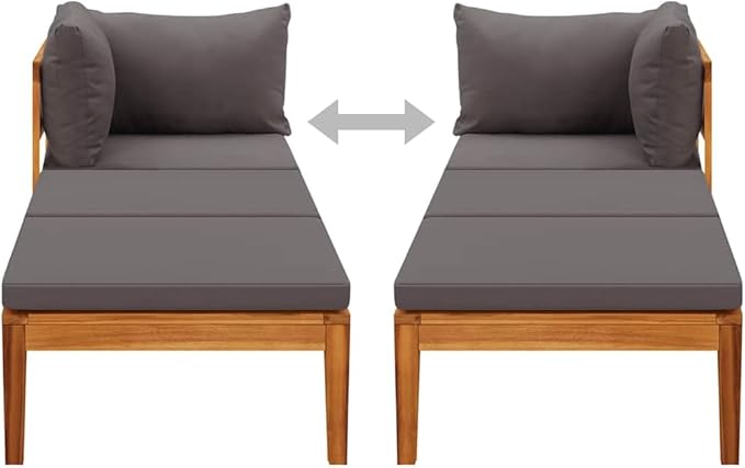Solid Acacia Wood Patio Sun Lounger with Cushion, Durable Outdoor Sunbed for Garden, Adjustable Armrest, Weather-Resistant Furniture for Patio Decor