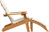 Acacia Wood Adirondack Garden Chair with Footrest and Cushion - Photo 5