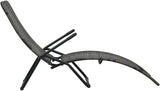 Folding Sun Lounger Grey PE Rattan Outdoor Chaise Lounge Recliner 24"x55.5"x37.4" Lightweight Patio Poolside Chair for - Photo 3