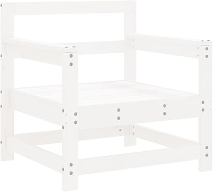 2pc White Solid Pine Outdoor Chair Set 24.4x27.6x27.8 in Rustic Patio Loveseat with Modular Garden Couch Design for Balcony and Backyard Seating