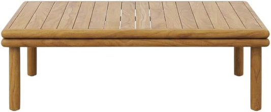 Brown Outdoor Patio Teak Wood Coffee Table, Solid Construction, Weather-Resistant Finish, Stylish Design for Garden, Deck, and Patio Use