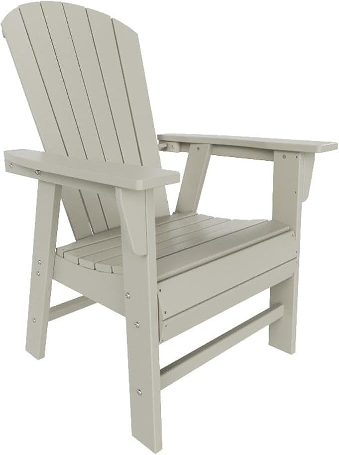 Costaelm Outdoor Adirondack Chair, HDPE Patio Balcony Pool Chair, Modern Front Porch Fire Pit Backyard Chair, Garden Resin Lounge Chair for Outside, Sand