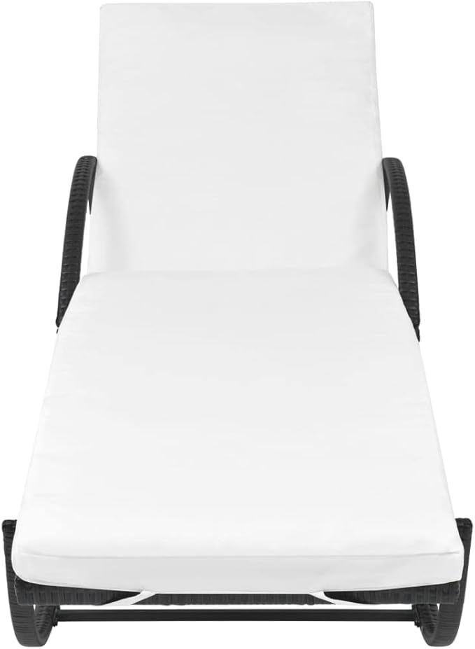 Sun Lounger Set of 3, Adjustable Outdoor Patio Furniture with Black Steel Frame & PE Rattan - Photo 4