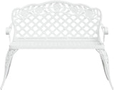 42.5" White Cast Aluminum Patio Bench with Floral Scrollwork - Photo 4