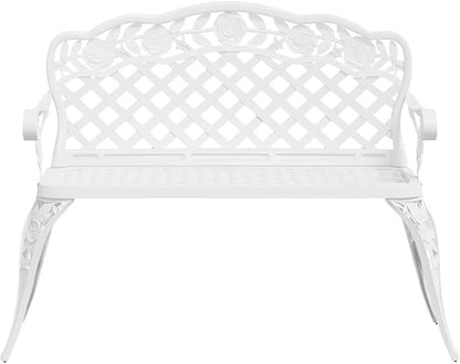 Garden Bench Deck Bench Patio Bench 42.5" Cast Aluminum White