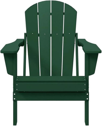Costaelm Outdoor Folding Chair, Outdoor Seating Folding Firepit Chairs, All Weather Poly Adirondack Chair for Deck Backyard Garden Lawn Pool Patio, Dark Green